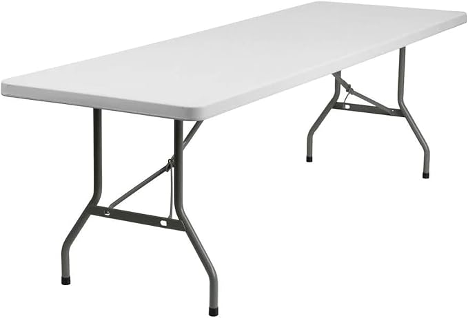 8ft Folding Table White Plastic Portable Long Foldable Tables Indoor Outdoor Party Picnic Camping Fold Table 8 Foot (4ft, 6ft, 8ft)