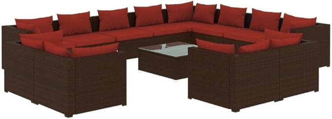 Patio Lounge Set with Cushions,Conversation Patio Furniture Porch Furniture Sets Garden Furniture Suitable for Patio, Deck, Front Porch, Poolside or Balcony Brown Poly Rattan