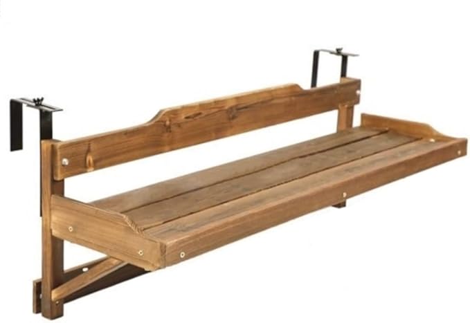 Wood Balcony Railing Table & Hanging Planter Shelf - Balcony Railing Plant Shelf, Balcony Railing Table, Hanging Plant Shelf for Living Room Garden Balcony(47.2 * 9.4in)