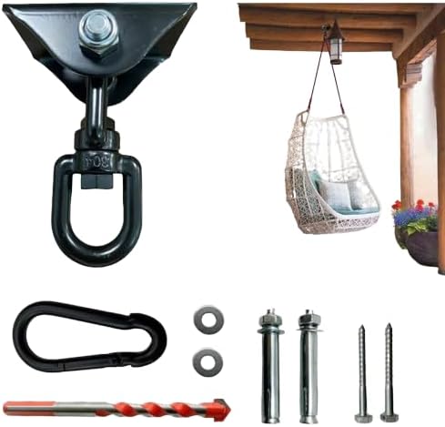 180 ° Swing/360 ° Rotation Hammock Rocking Chair Heavy-Duty Ceiling Hook, Capable of Bearing 1200 pounds, Including Installation Tools，Swinging Ceiling Hooks for Trees, Yoga, and Gyms.(1pc)