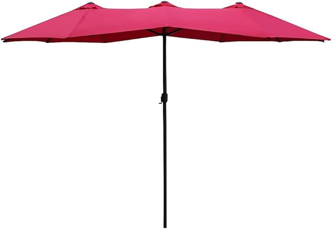 Le Papillon 15 ft Market Outdoor Umbrella Double-Sided Aluminum Table Patio Umbrella with Crank (15ft, Red)
