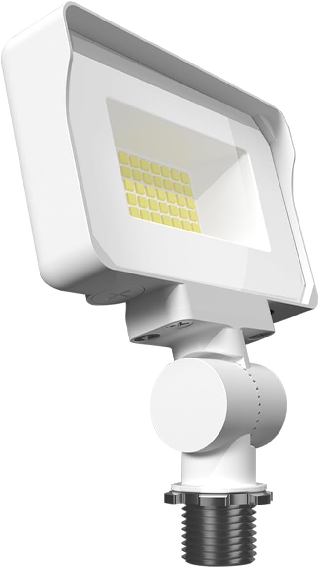 RAB X34 Series Adjustable LED Flood Light – Selectable Wattage & CCT, Outdoor Commercial Fixture (Available in Bronze or White) (White)