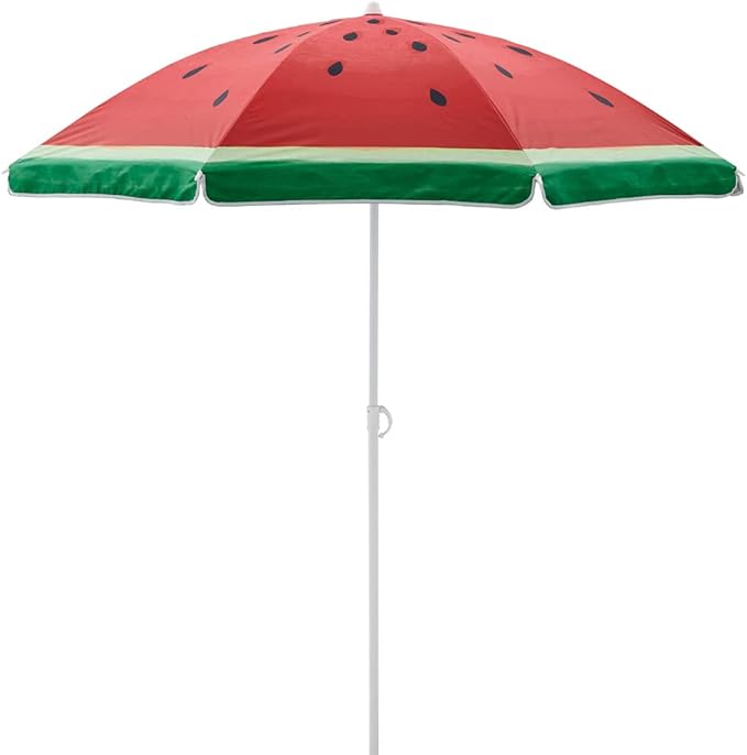 6.5ft Outdoor Beach Umbrella with Sand Anchor, Tilt and UV50+ Sun Protection, Lightweight & Portable, Perfect for Beach, Camping, Sports, Pool,Gardens and Balcony (6.5ft, Watermelon)