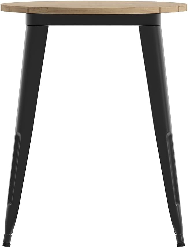 Flash Furniture Declan Commercial Outdoor Bar Height Dining Table, All Weather Poly Resin Top with Steel Base, 23.75" Round, Brown/Black