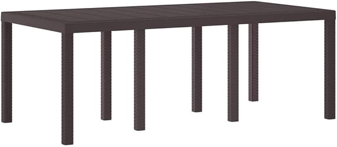 BOWERY HILL Poly Rattan Patio Dining Set, Brown Finish, Contemporary Outdoor Furniture, Lightweight and Durable, Cushioned Seats, Rectangular Shape, Seating for 8, Ideal for Garden or Patio Dining