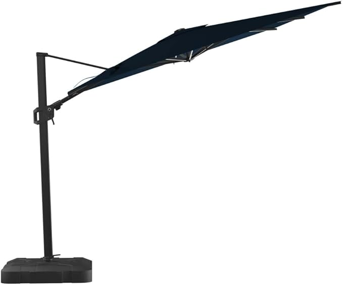 Midtown Umbrellas 9x9 Ft Outdoor Cantilever Patio Umbrella w/Sunbrella Macaw Fabric - Tilt 360° Rotate Offset Patio Umbrella, Deck Patio Umbrella, Backyard Umbrella & Garden Umbrella - Black Frame