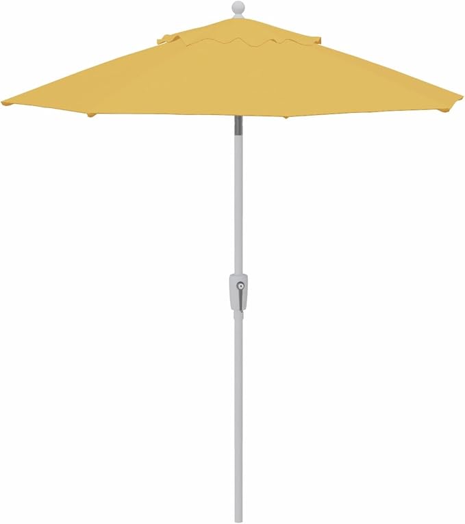 Treasure Garden 7.5ft Patio Umbrella – Outdoor Market Umbrella – Push Button Tilt – White Aluminum Frame (O’bravia, Lemon)