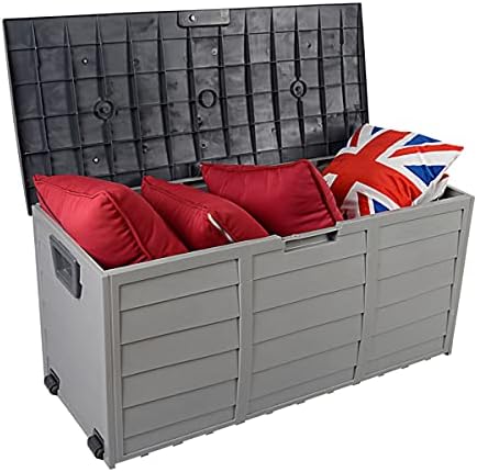 Outdoor Storage Deck Box, Weather Resistant Patio Storage, Large Capacity Garden Organizer, Rolling Utility Storage Chest, Heavy Duty Outdoor Container