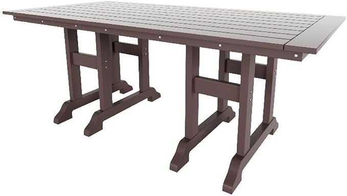 Costaelm Rectangle Outdoor Dining Tables, 71'' Patio Table with Umbrella Hole for 6 Person, Balcony Outdoor Buffet Table, Porch Tables for Outside Lawn Porch Bistro Furniture, Dark Brown