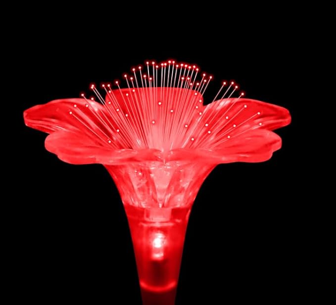 BeHiller Upgraded Solar Garden Light Outside Decorations,Set of 6PCS Multicolor Optical Fiber Bigger Lily Flowers Light Outdoor Waterproof Solar Flowers Lights for Xmas Housewarming Gifts Decor