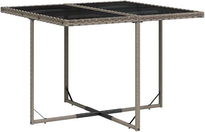 9-Piece Patio Dining Set with Cushions Gray Poly Rattan Outdoor Furniture Set for Garden Backyard Balcony Porch