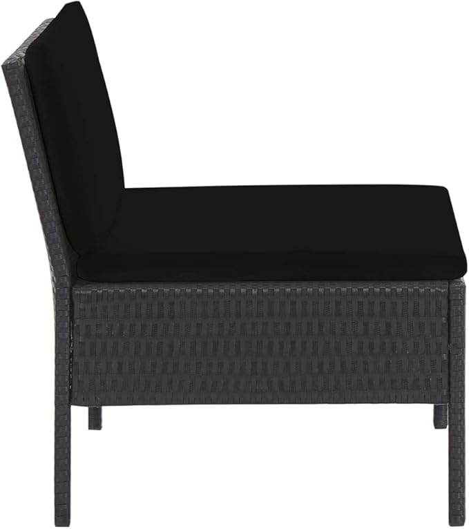 Patio Sofa Set with Cushions,Patio Lounge Set,Outdoor Furniture,Outdoor Furniture Sets,Patio Conversation Sets,for Garden,Deck,Backyard,5 Piece Poly Rattan Black