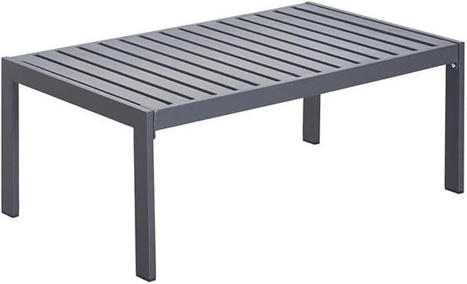 Afuera Living Modern Outdoor Coffee Table, 40 x 23 x 15.75 Inches, Gray Gunmetal Finish, Weather-Resistant Slatted Top, Durable Metal Frame, Contemporary Design for Patio or Backyard Spaces