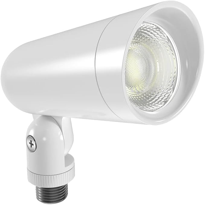 RAB Lighting LF34 Adjustable Outdoor LED Floodlight - 8W/33W, 2700K-5000K Color Temp - 120V IP65-Rated - 100,000-Hour Lifespan - Rotating Hood & Locking Knuckle for Glare-Fre Lighting (White)
