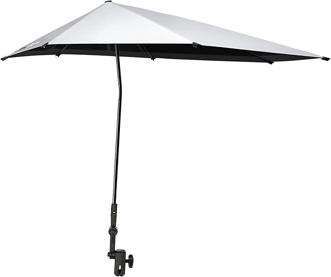 Prospo Adjustable Beach Umbrella with Universal Clamp, Portable UPF 50+ UV Protection Umbrella for Chair, Wheelchair, Golf Cart, Stroller, Bleacher, Patio