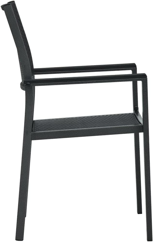 5 Piece Patio Dining Set Black Glass Tabletop Rattan Chairs Outdoor Garden Furniture for Backyard Deck Balcony Porch
