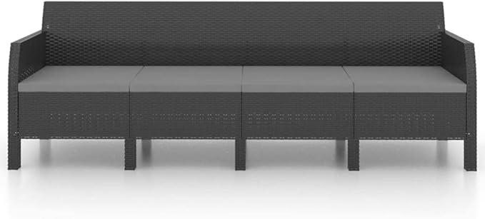 Backyard Furniture Patio Conversation Sets Outdoor Seating 2 Piece Patio Lounge Set with Cushions PP Rattan Anthracite Suitable for Swimming Pool, Courtyard, Garden