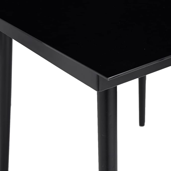 31.5 by 31.5 Inch Square Glass Top Outdoor Dining Table with Durable Steel Frame