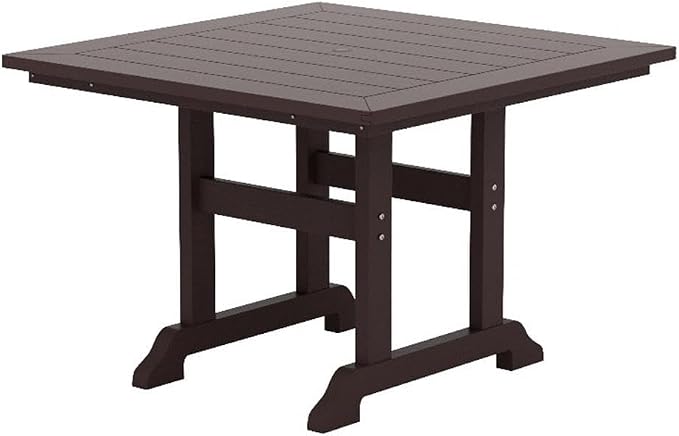 Costaelm Square Outdoor Dining Tables, 43'' Patio Table with Umbrella Hole for 4 Person, Balcony Outdoor Buffet Porch for Outside Lawn Porch Bistro Furniture, Dark Brown