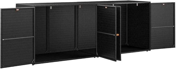 Outdoor Garden Storage Cabinet, Large Waterproof Poly Rattan Utility Shed with 2 Doors for Patio, Garage, and Backyard Organization, 78 x 78 x 31.5 Inch, Black