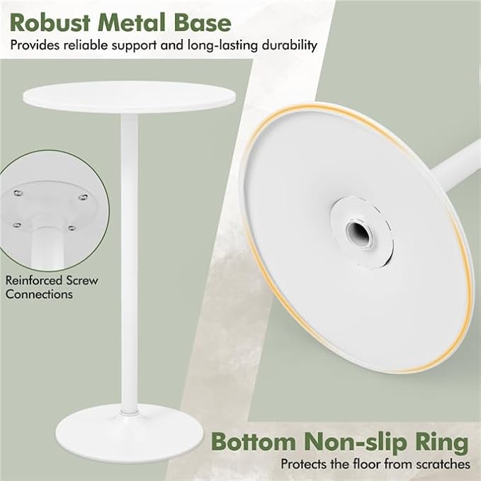 ERGOMASTER Cocktail Table,Two-in-one Modern Style Standing Circular Bar Table 40"/22" Two Convertible Height Suitable for Dining Room, Restaurant, Kitchen (2, White)