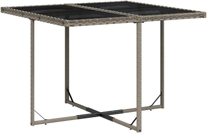 Afuera Living 9 Piece Rattan Patio Dining Set, Gray Finish, Weather-Resistant PE Rattan, Powder-Coated Steel Frame, Removable Cushions, UV-Resistant, Seats 8, Outdoor Garden or Terrace Furniture Set