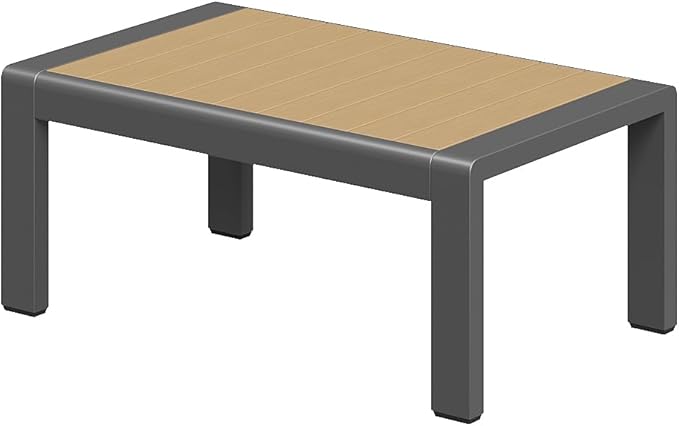Aoxun Aluminum Outdoor Patio Furniture Set, Coffee Table ×1, Dark Grey & Light Grey