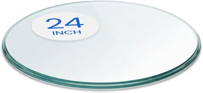 Dulles Glass 24 inch Round Glass Table Top - Tempered - 1/2" Thick Glass Surface, Safe Ogee Edge, Multipurpose for Dining Table, Patio, Coffee and End Table