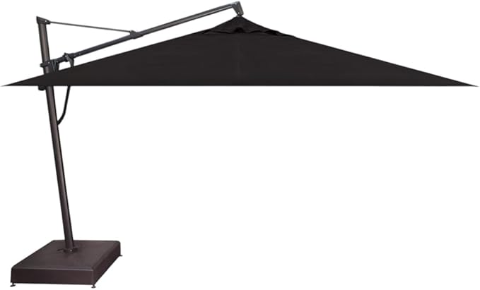 Treasure Garden AKZ PLUS Cantilever Umbrella 10'x13' Rectangular Sunbrella Black Canopy and Black Frame with Stationary Base