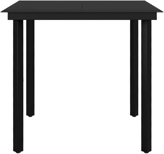Afuera Living Contemporary Patio Dining Set, Black/Cream White Finish, 5-Piece Set, Powder-Coated Steel Frame, Glass Top Table, Polyester Cushions, Indoor/Outdoor Use, Weather-Resistant, Seats 4