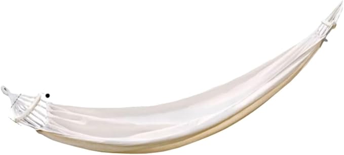 Portable Polyester Blended Hammock with Wooden Sticks for Outdoor Camping Easy to Store Multipurpose Good Load-Bearing Capacity Comfortable(White,L)