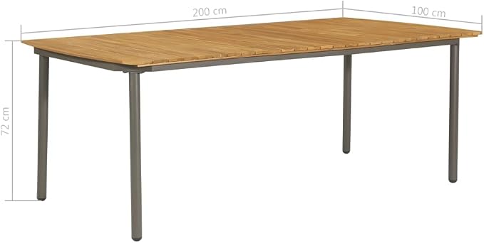 vidaXL Patio Dining Set 9 Piece, Dining Table and Stacking Chairs, Patio Furniture Set for Garden Balcony, Solid Acacia Wood and Steel