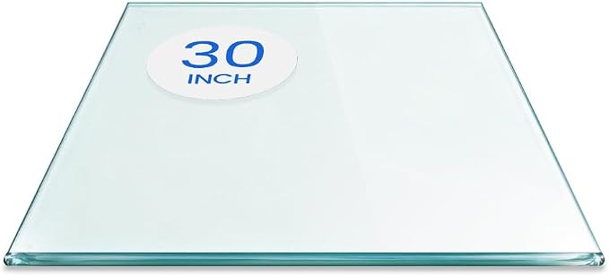 Dulles Glass 30 inch Square Glass Table Top - Tempered - 3/8" Thick Glass Surface, Safe Pencil Edge, Eased Corners, Multipurpose for Dining Table, Patio, Coffee and End Table