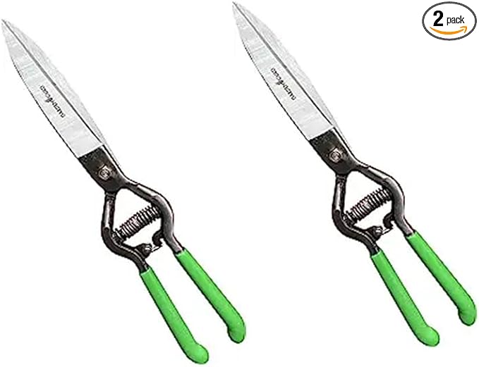 GARDEN GURU Hand Grass Clipper Scissors – Classic Forged Steel Grass Shears Pruners – Comfort Grip Handles – Perfect for Hand Edging Lawn, Trimming Shrubs & Flowers, Gardening, Landscaping (2 Pack)