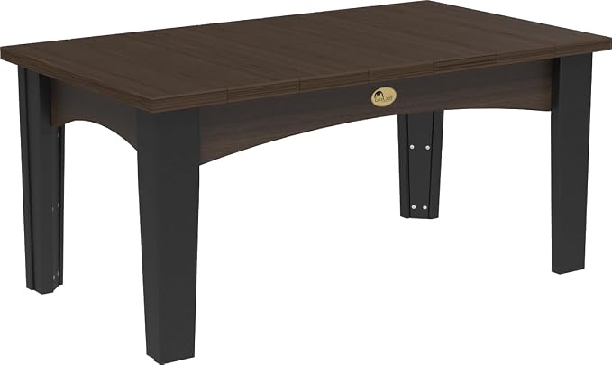 LuxCraft Island Coffee Table – HDPE Poly Lumber Outdoor Patio Table, Weather-Resistant Coastal Style, Low-Maintenance Durable Design (Brazilian Walnut & Black)