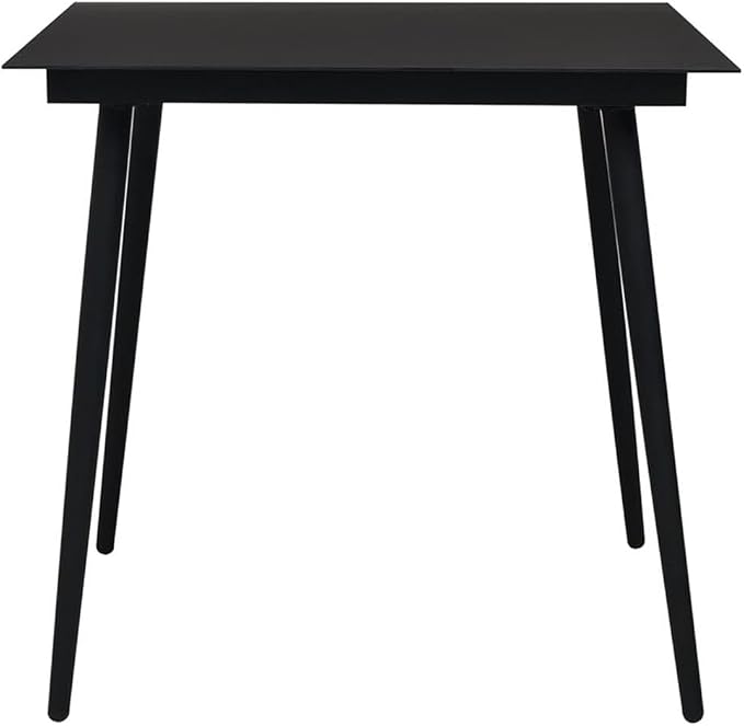 Afuera Living Contemporary Outdoor Dining Set, Black PVC and Powder-Coated Metal, Includes 31.5 in Square Table and 2 Chairs, Weather-Resistant, Industrial Style Garden or Patio Furniture for 2 People