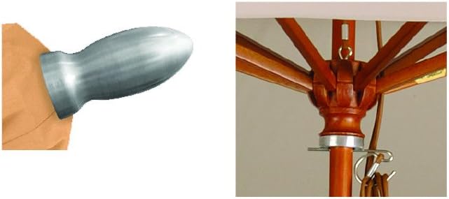 California Umbrella 9' Round Hardwood Frame Market Umbrella, Stainless Steel Hardware, Push Open, White Olefin
