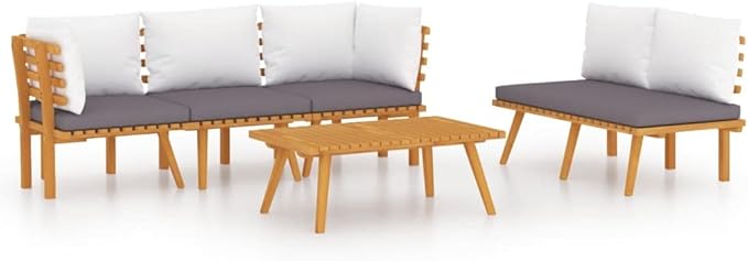 Patio Lounge Set with Cushions,Patio Furniture Sets,Patio Conversation Sets,Outdoor Furniture Sets,for Garden,Backyard,Outdoor,5 Piece Solid Acacia Wood