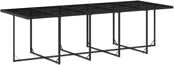11 pcs Set Patio Dining Set & Balcony Furniture Black PE Rattan Outdoor Dining Set Garden Dining Set for Front Porch Lawn Backyard 108.3 x 41.7 x 28.7 in