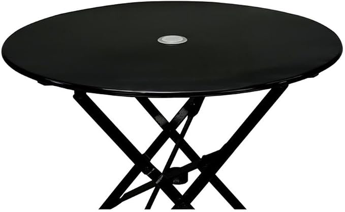 Carolina Classic 30" Folding Metal Bistro Table with Umbrella Hole in Black