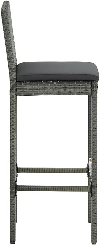 3 Piece Patio Bar Set with Cushions,Garden Table and Chairs Sets,Garden Conversation Sets, Outdoor Patio Furniture,for Patio,Backyard,Garden,Poly Rattan Gray