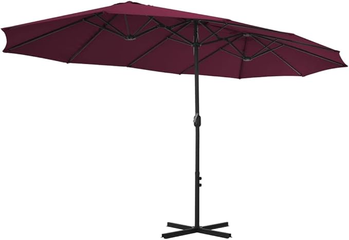 Large Outdoor Patio Umbrella 181.1"x106.3" Bordeaux Red Aluminum Pole with Crank Mechanism, UV Protective Sun Shade for Garden Pool Beach Backyard