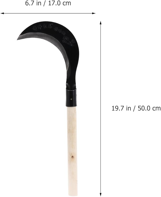 Yardwe Long-Handled Grass Sickle Hand Tool with Comfortable Grip for Weeding and Garden Cultivation Durable Manganese Steel Lawn Care Tool