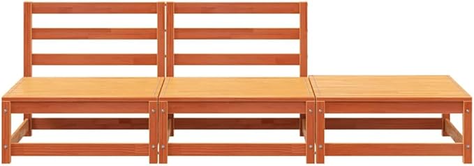 Outdoor Sectional Sofa Pine Brown 27.6x82.7x26.4 in Modular Patio Couch for Small Balcony Deck or Garden