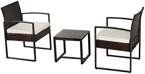 Brown Outdoor Patio Conversation Set Outdoor Wicker Chairs Set of 3, 1 Coffee Table Patio Rattan Dining Chairs Porch Chairs,Outdoor Patio Chairs, Seating for Garden, Backyard, Balcony 62 x 58 x 41cm
