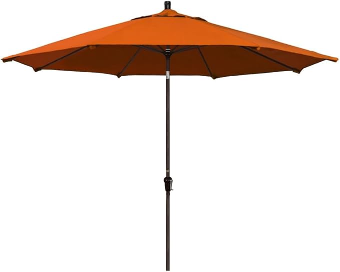 California Umbrella 11' Round Aluminum Market Umbrella, Crank Lift, Auto Tilt, Bronze Pole, Pacifica Tuscan