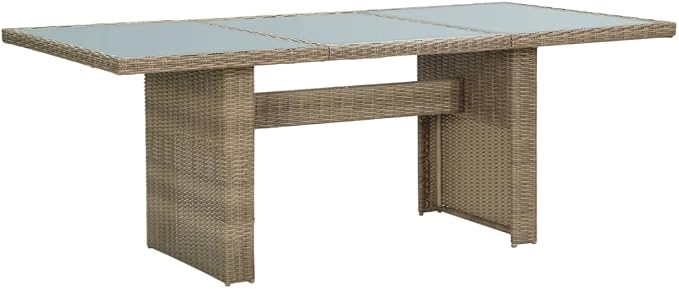 9 Piece Patio Dining Set, Outdoor Wicker Rattan Table and 8 Chairs with Soft Cushions for Garden, Backyard, Deck, and Poolside Furniture, Brown