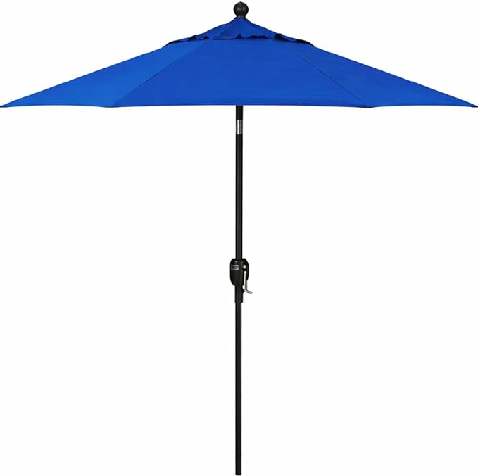 Treasure Garden 9-Foot Patio Umbrella - Outdoor Furniture Market Umbrella – Auto Tilt – Black Aluminum Frame (Obravia, Cobalt)
