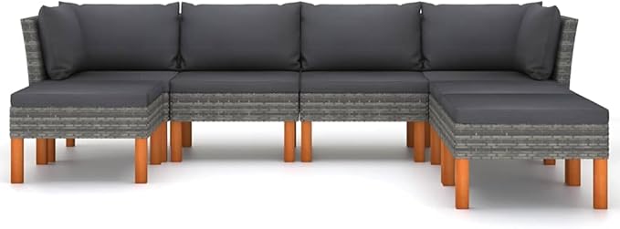 7 Piece Garden Lounge Set,Garden Patio Wicker Furniture Set,All-Weather Outdoor Couch Sectional Patio Set,Modular Sofa set,Patio Conversation Set Garden Patio Sofa Set,with Cushions Poly Rattan Gray