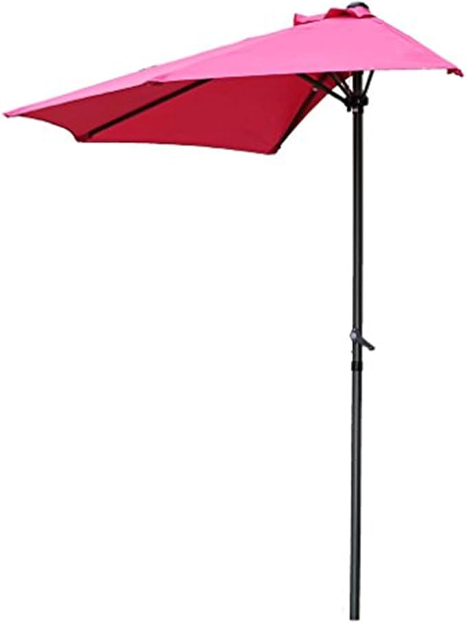 Maykoosh Half Round Wall Hugger Umbrella with Space-Saving Design, Durable Canopy, Sturdy Frame, Perfect for Balconies, Patios, Decks, and Outdoor Seating Bery Berry